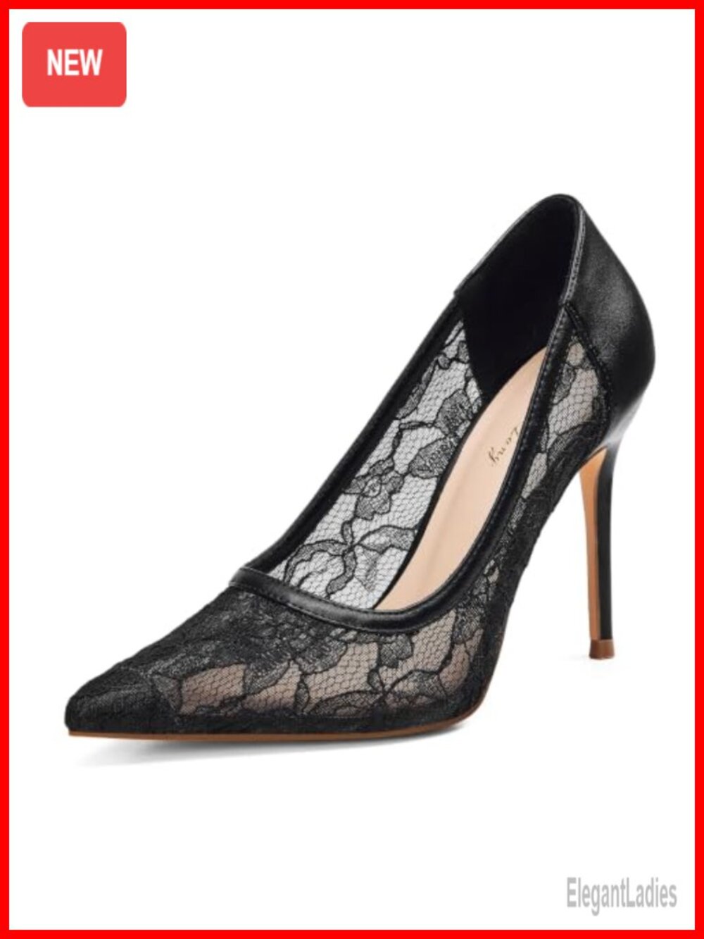 Lace Mesh Stiletto Heels Pointed Toe Formal Wedding Pumps